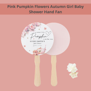 Autumn Pink Pumpkin Gold Leafs Girl Baby Shower Fächer