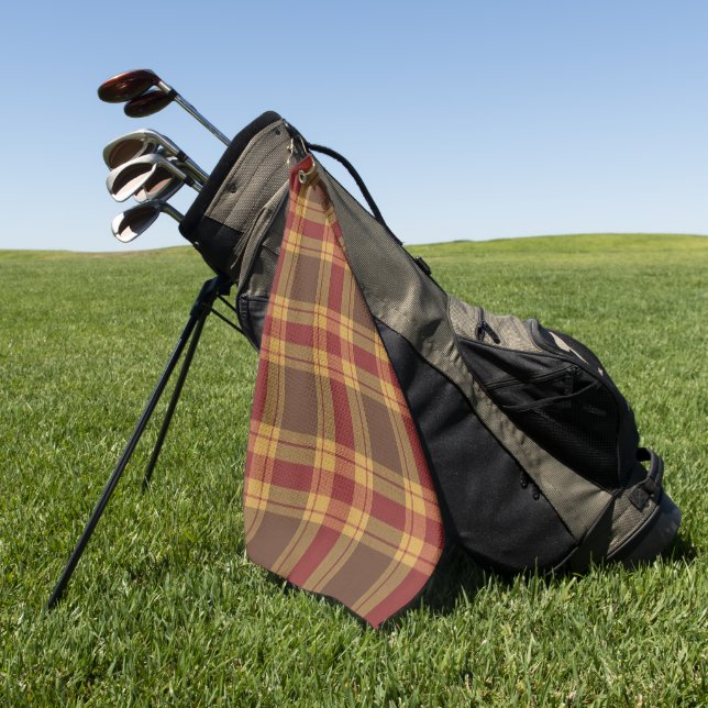 Autumn Plaid Faux Fabric Golf Towel  Golfhandtuch (Gras)