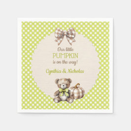 Autumn Plaid Teddy Bear Pumpkin Serviette