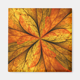 Autumn Plant, Modern Abstract Fractal Art Leaf Magnet