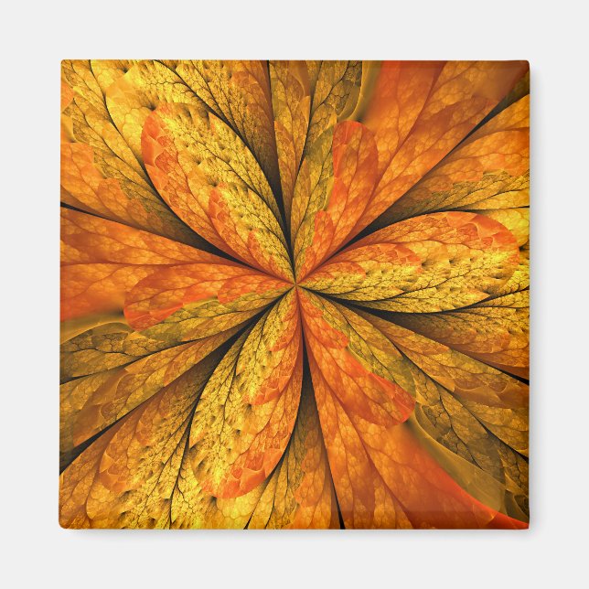 Autumn Plant, Modern Abstract Fractal Art Leaf Magnet (Vorne)
