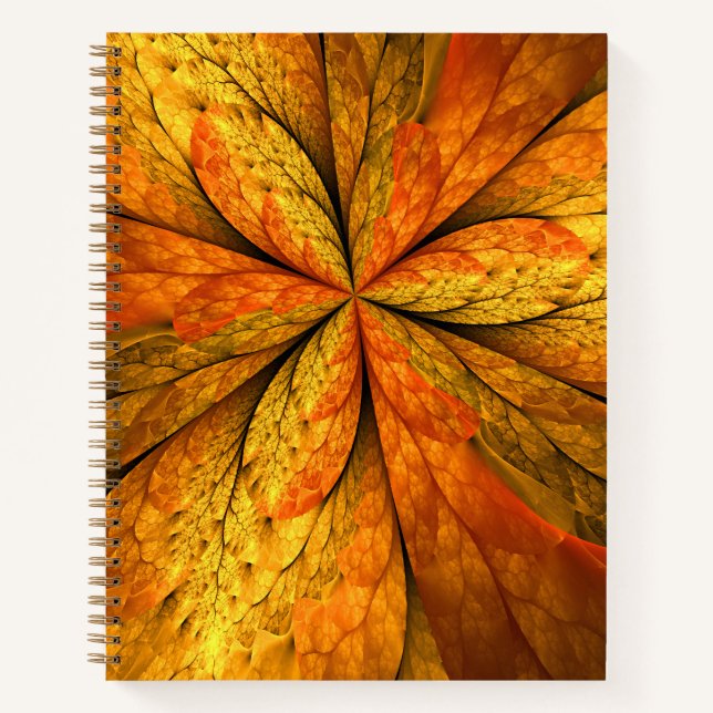 Autumn Plant, Modern Abstract Fractal Art Leaf Notizbuch (Vorderseite)