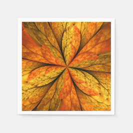 Autumn Plant, Modern Abstract Fractal Art Leaf Serviette