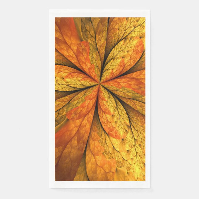 Autumn Plant, Modern Abstract Fractal Art Leaf Serviette (Vorderseite)