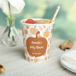 Autumn Pumpkin and Leaf Pastel Baby Shower Pappbecher