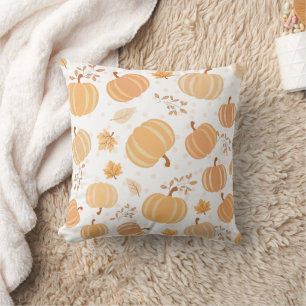 Autumn Pumpkin and Leaf Pastel Pattern Kissen