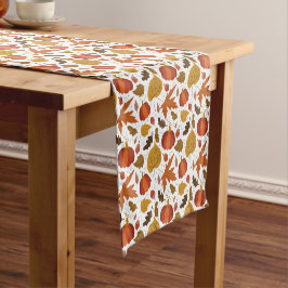 Autumn Pumpkin and Leaf Pattern Kurzer Tischläufer