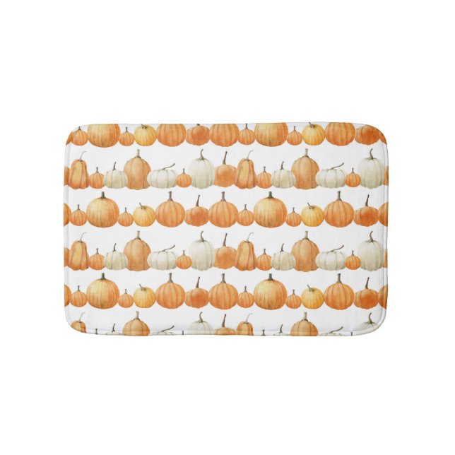 Autumn Pumpkin: Aquarellfarben Illustration Patter Badematte (Vorderseite)