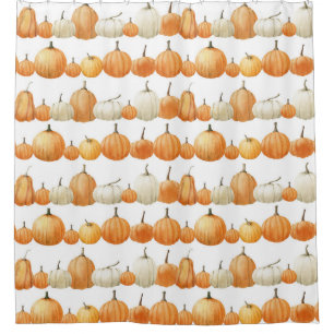 Autumn Pumpkin: Aquarellfarben Illustration Patter Duschvorhang