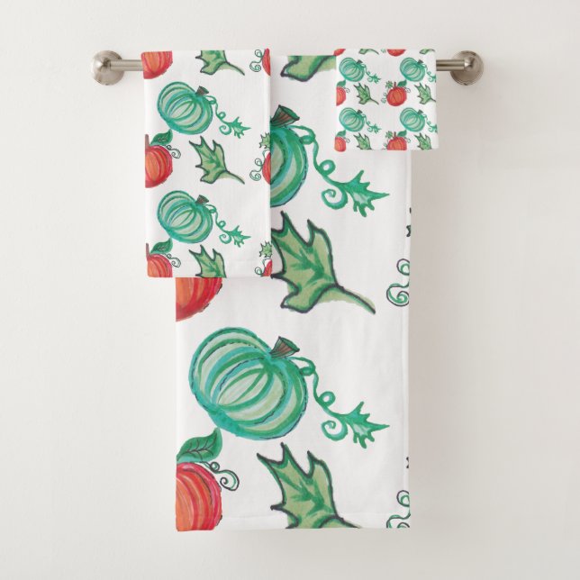 Autumn Pumpkin Art Badhandtuch Set (Insitu)