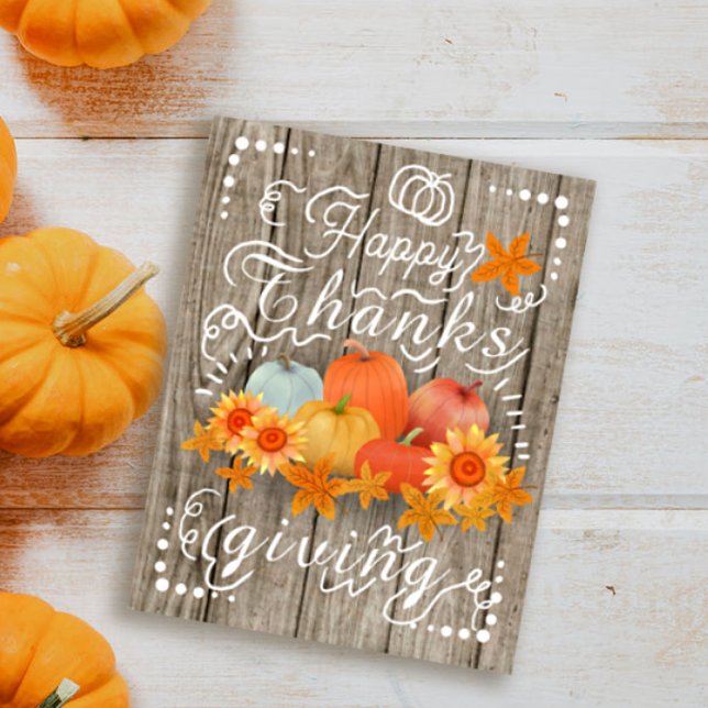 Autumn Pumpkin Ash Pine Feiertagskarte (Cozy country thanksgiving card)
