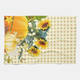 Autumn Pumpkin auf Gingham Geschirrtuch