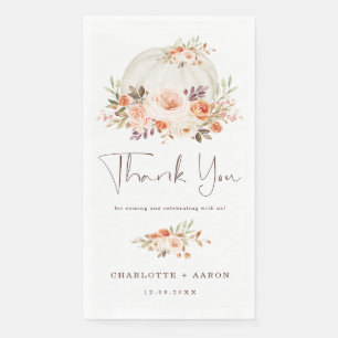 Autumn Pumpkin Baby Shooting Blush Apricot Floral Serviette