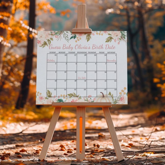 Autumn Pumpkin Baby Shooting Due Date Calendar Poster (Von Creator hochgeladen)