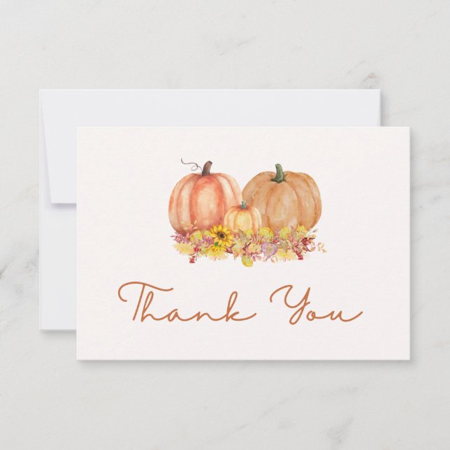Autumn Pumpkin Baby Shower Thank You Card – Boho Dankeskarte (Vorderseite)