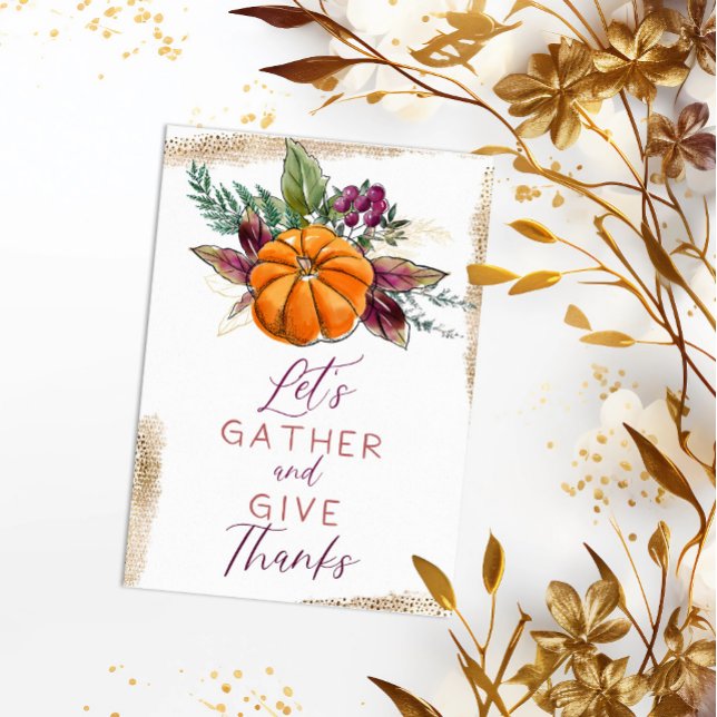 Autumn Pumpkin & Berries "Gather and Give Danke" Einladung (Von Creator hochgeladen)