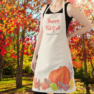 Autumn Pumpkin Blätter Happy Fall Familienname Schürze