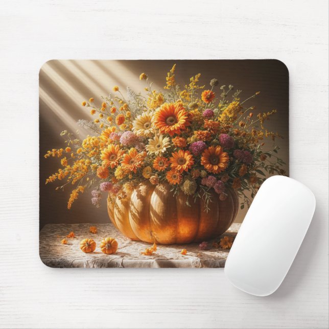Autumn Pumpkin Bouquet auf Lace Tableclout Mousepad (Mit Mouse)