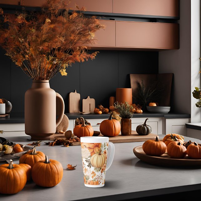 Autumn Pumpkin Bouquet Design Milchtasse (Von Creator hochgeladen)