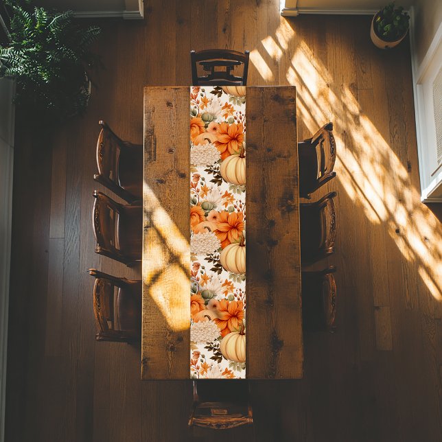 Autumn Pumpkin Bouquet Design Mittelgroßer Tischläufer (Von Creator hochgeladen)