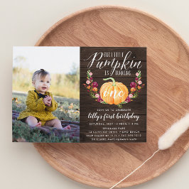 Autumn Pumpkin Custom Age Birthday Party Foto Einladung