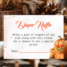 Autumn Pumpkin Diaper Raffle Ticket Baby Dusche
