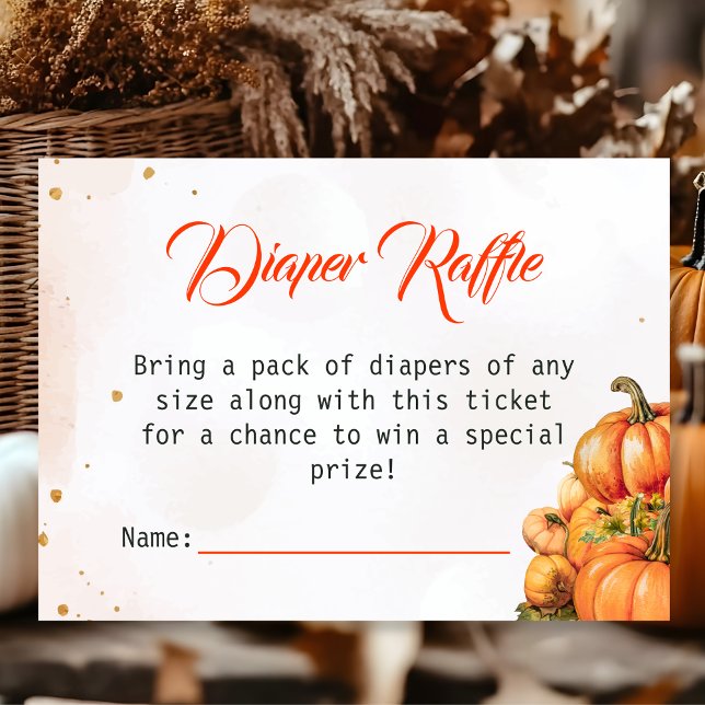 Autumn Pumpkin Diaper Raffle Ticket Baby Dusche Begleitkarte (Von Creator hochgeladen)