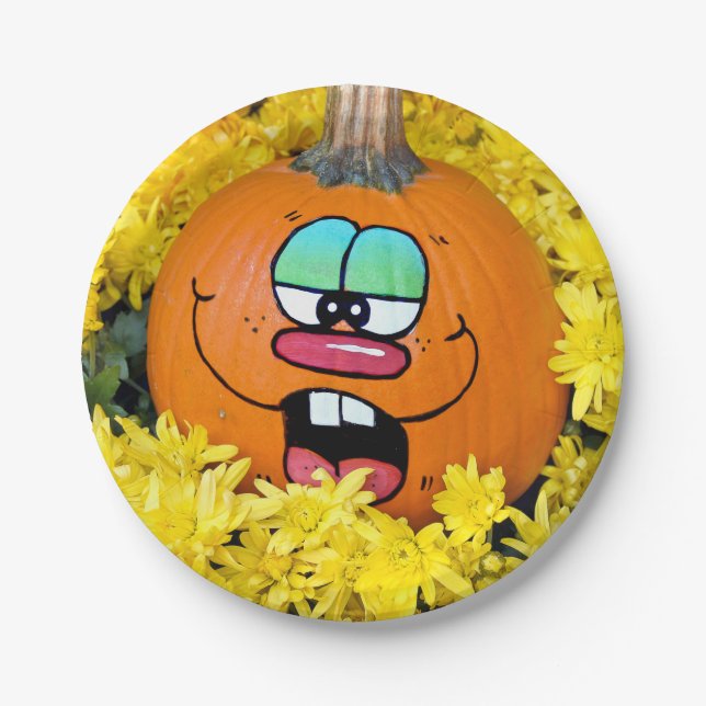 Autumn Pumpkin Face Pappteller (Vorderseite)