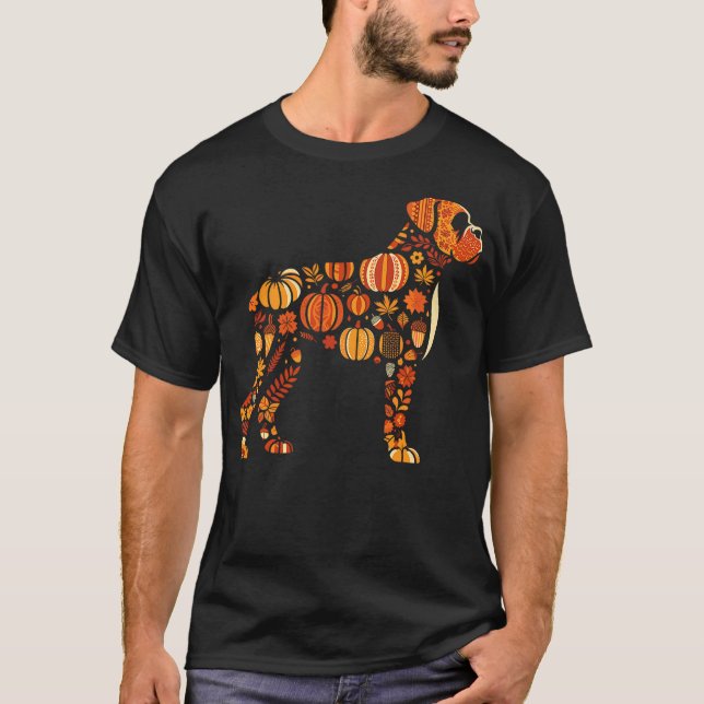 Autumn Pumpkin Fall Boxer Dog Thanksgiving Womens  T-Shirt (Vorderseite)