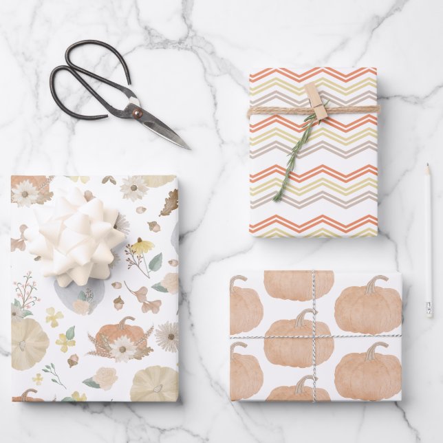 Autumn Pumpkin Fall Geschenkpapier (Vorderseite)