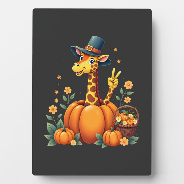 Autumn Pumpkin Fall Giraffe Thanksgiving Womens Me Fotoplatte (Vorderseite)