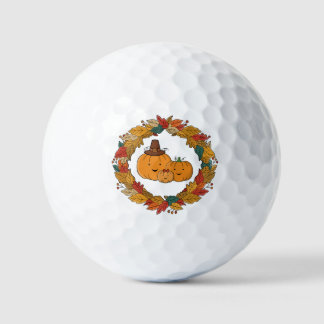 Autumn Pumpkin Family Wreath Golfball
