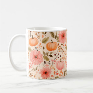 Autumn Pumpkin Floral Tasse