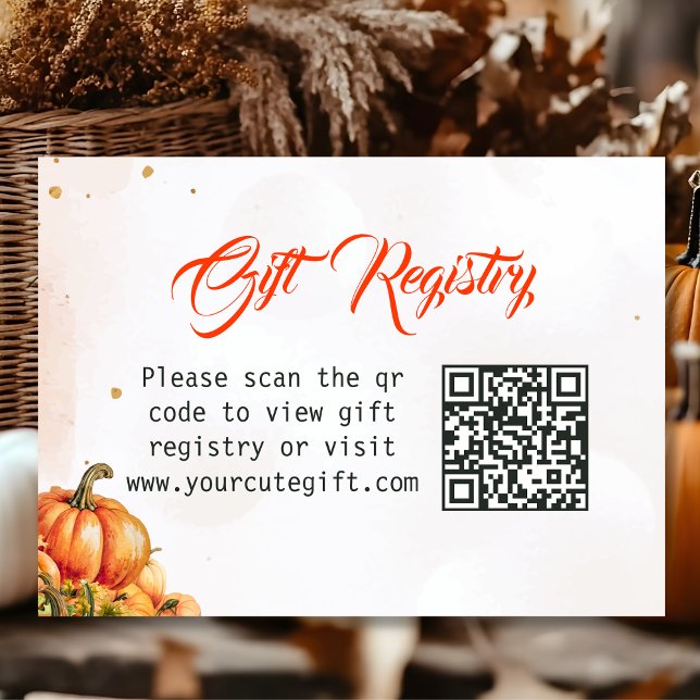 Autumn Pumpkin Geschenk Registrierung QR Code Kind Begleitkarte (Von Creator hochgeladen)