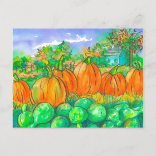 Autumn Pumpkin Gourds Harvest Watercolor Postkarte