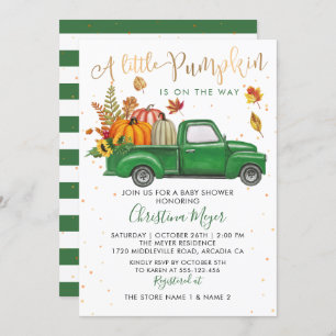Autumn Pumpkin Green Truck Herbstdusche Einladung