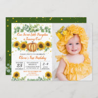 Autumn Pumpkin Greenery Sunflowers Birthday Foto