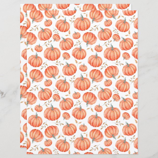 Autumn Pumpkin Halloween Scrapbook Paper (Weißes B (Vorne/Hinten)