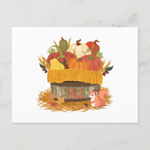Autumn Pumpkin Harvest Basket Postkarte