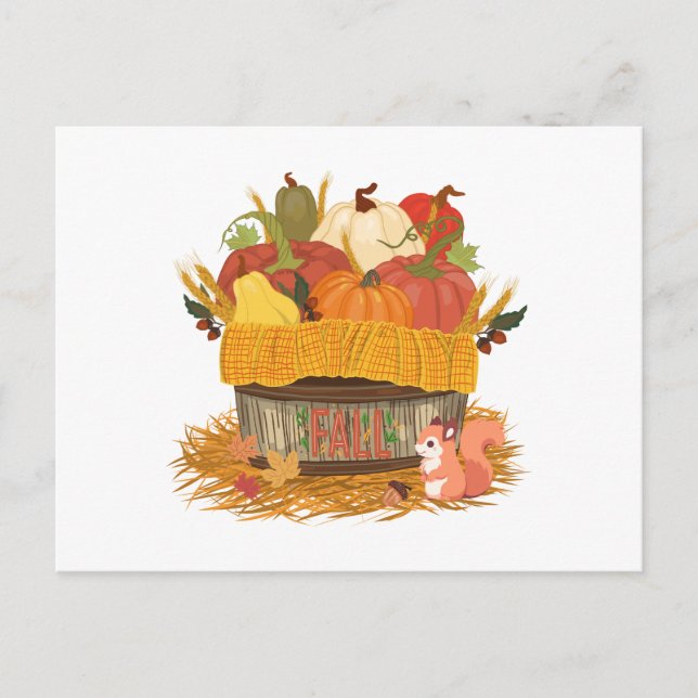 Autumn Pumpkin Harvest Basket Postkarte (Vorderseite)