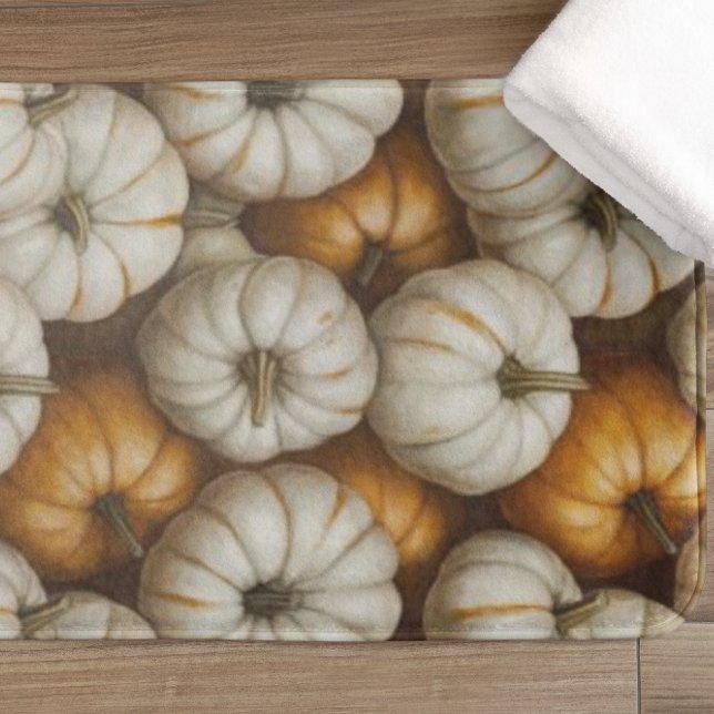 Autumn Pumpkin Harvest Pattern | Rustikaler Fall Badematte (Von Creator hochgeladen)