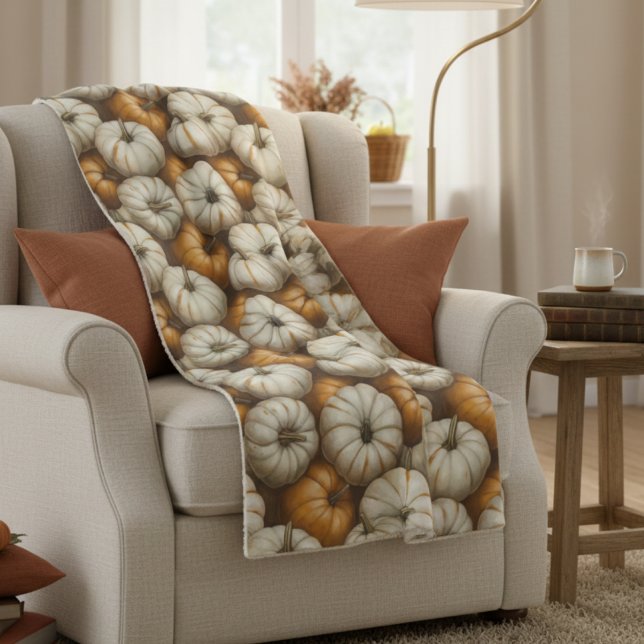 Autumn Pumpkin Harvest Pattern | Rustikaler Fall Sherpadecke (Von Creator hochgeladen)