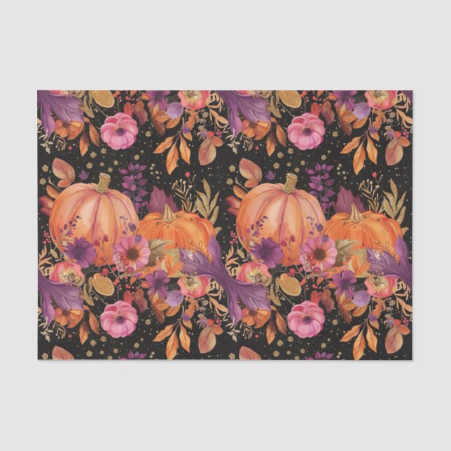 Autumn Pumpkin Herbstlaubs Rustic Decoupage Seidenpapier (Vorderseite)
