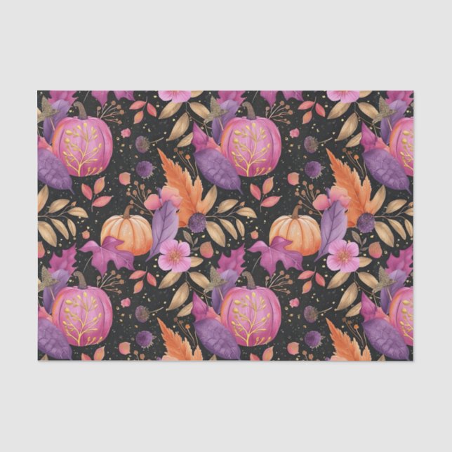 Autumn Pumpkin Herbstlaubs Rustic Decoupage Seidenpapier (Vorderseite)