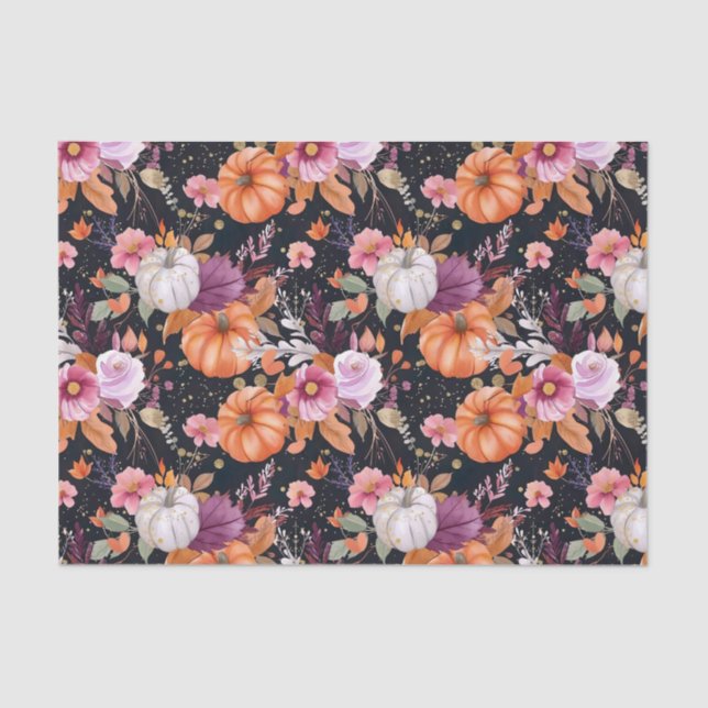 Autumn Pumpkin Herbstlaubs Rustic Decoupage Seidenpapier (Vorderseite)