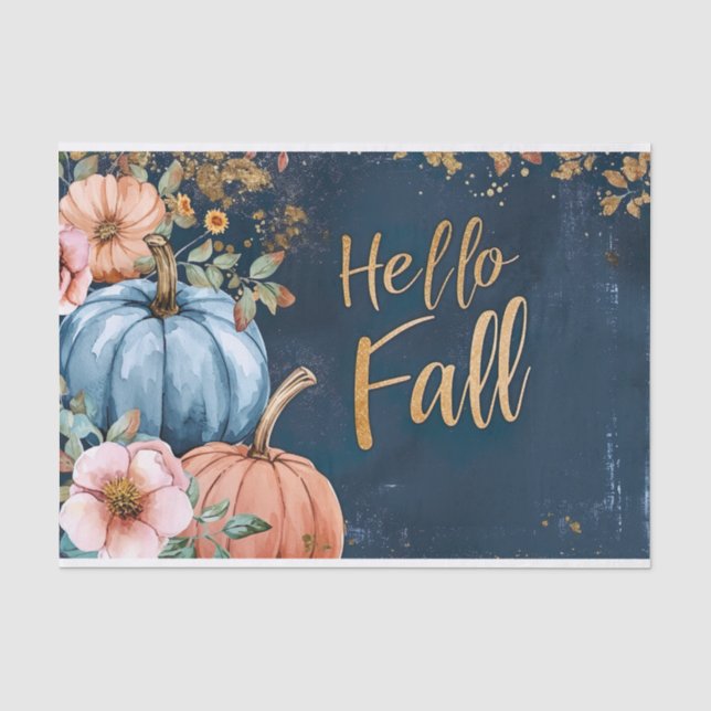 Autumn Pumpkin Herbstlaubs Rustic Decoupage Seidenpapier (Vorderseite)
