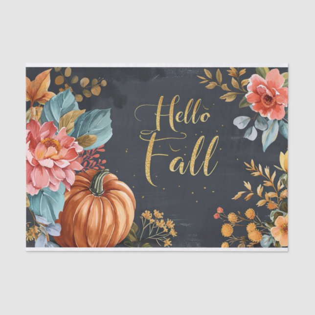 Autumn Pumpkin Herbstlaubs Rustic Decoupage Seidenpapier (Vorderseite)