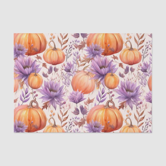 Autumn Pumpkin Herbstlaubs Rustic Decoupage Seidenpapier (Vorderseite)