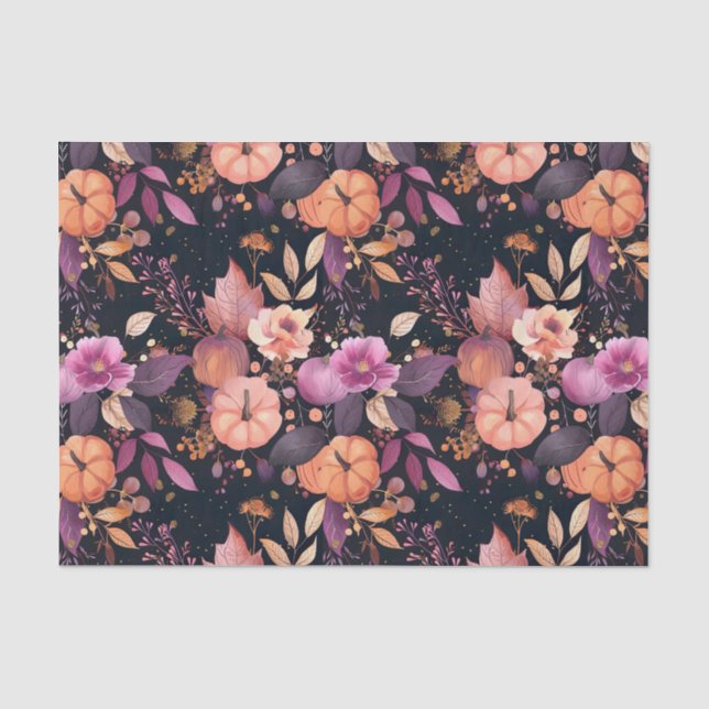 Autumn Pumpkin Herbstlaubs Rustic Decoupage Seidenpapier (Vorderseite)