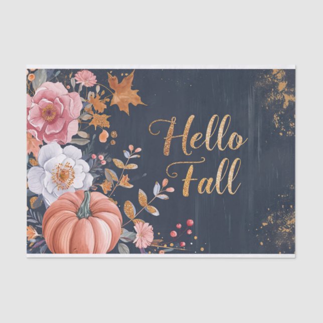 Autumn Pumpkin Herbstlaubs Rustic Decoupage Seidenpapier (Vorderseite)